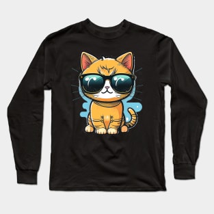 Cute Cat wearing sunglasses Long Sleeve T-Shirt